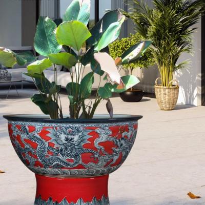 thống vẽ tay khắc nổi rồng vờn mây, hàng thủ công cao cấp